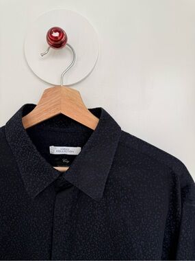 Versace Collection Men's Black Digital Pixel Fade Long Sleeve Button-Down Shirt